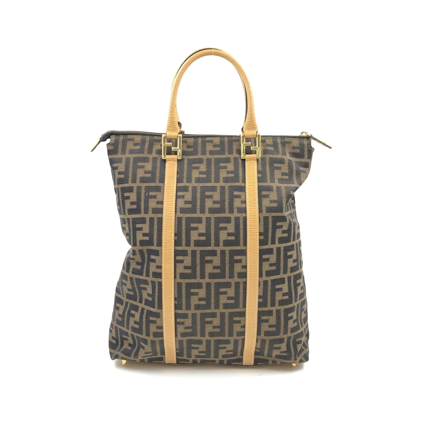 Fendi Zucca Tote Canvas, Brown, Canvas, Handbag