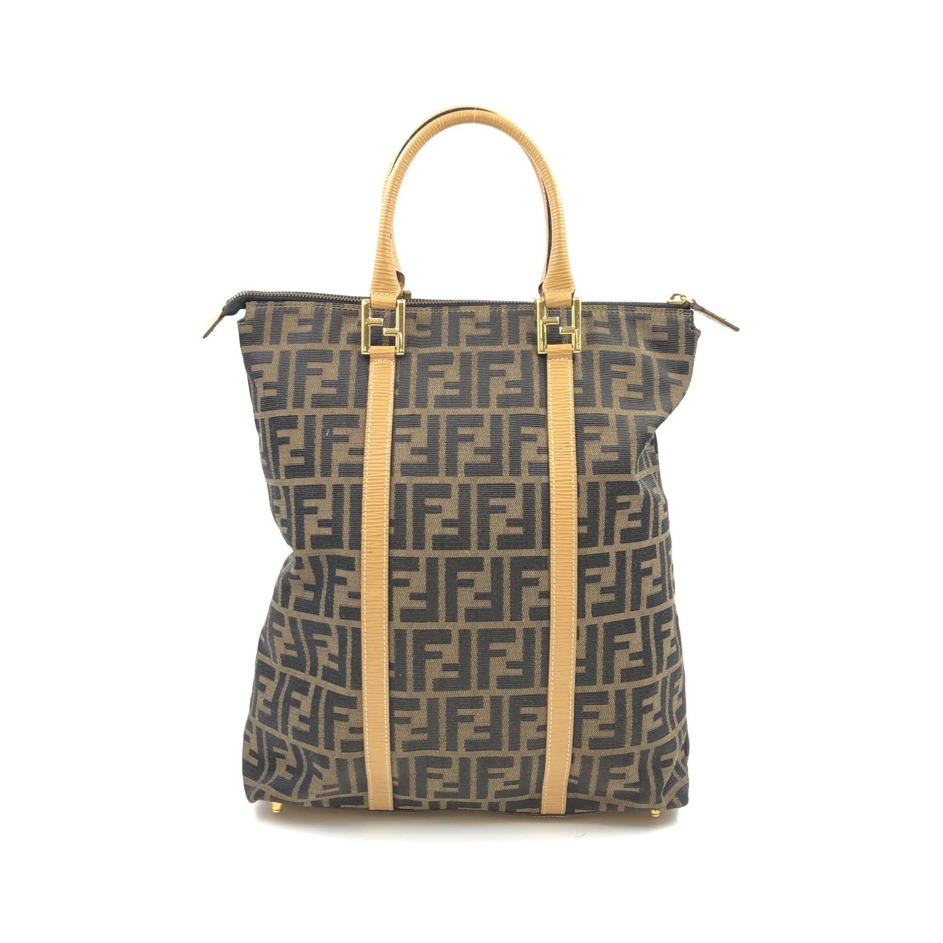 Fendi Zucca Tote Canvas, Brown, Canvas, Handbag