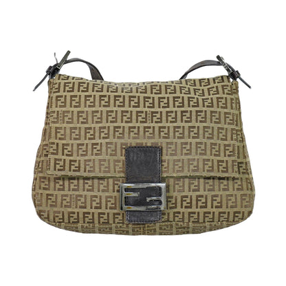 Fendi Zucchino Canvas Mamma Baguette Canvas, Brown, Canvas, Shoulder Bag