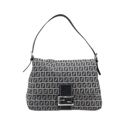 Fendi Zucchino Canvas Mamma Baguette Canvas, Navy, Canvas, Shoulder Bag