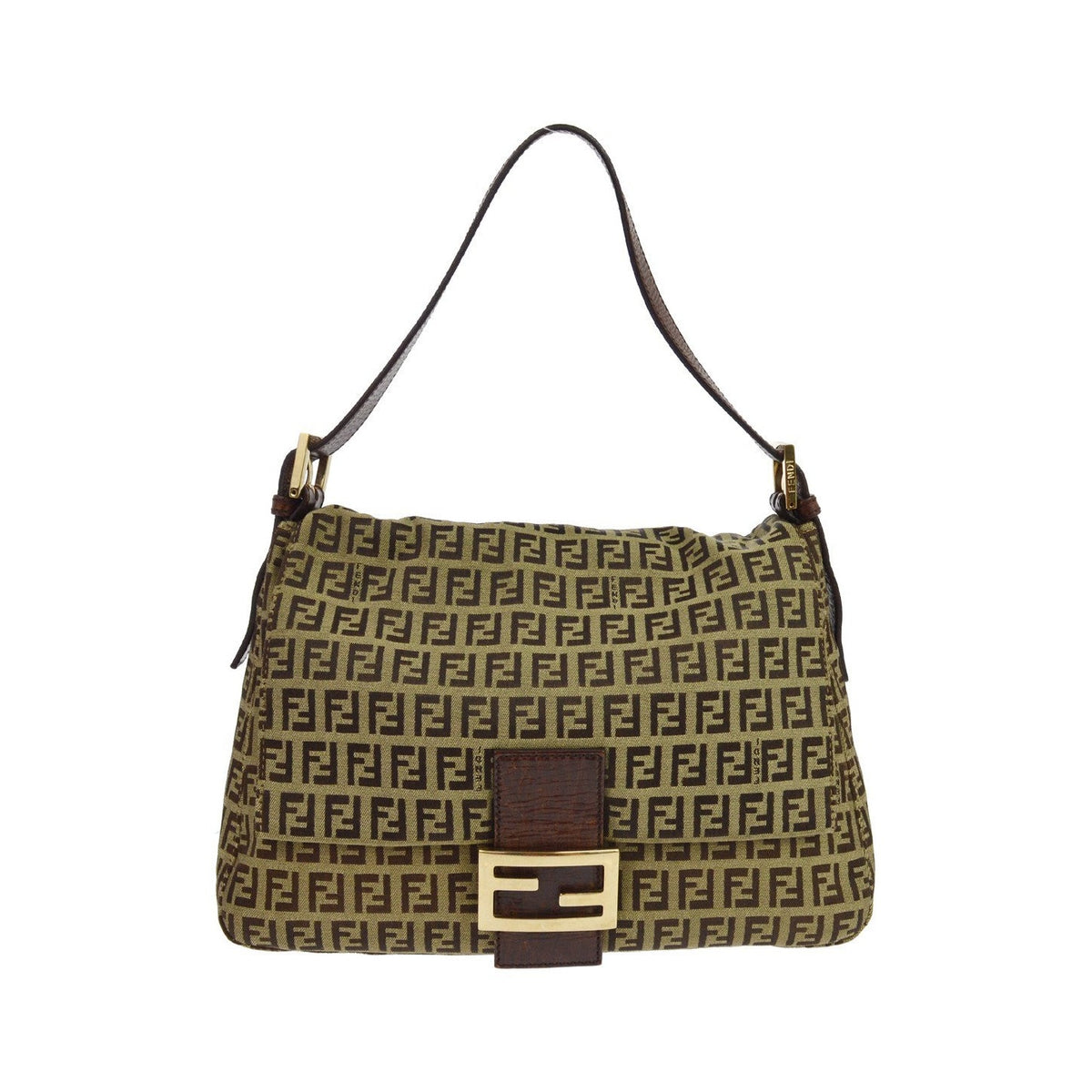 Fendi Zucchino Canvas Mamma Baguette Canvas, Brown, Canvas, Shoulder Bag