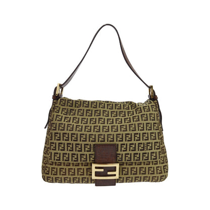 Fendi Zucchino Canvas Mamma Baguette Canvas, Brown, Canvas, Shoulder Bag