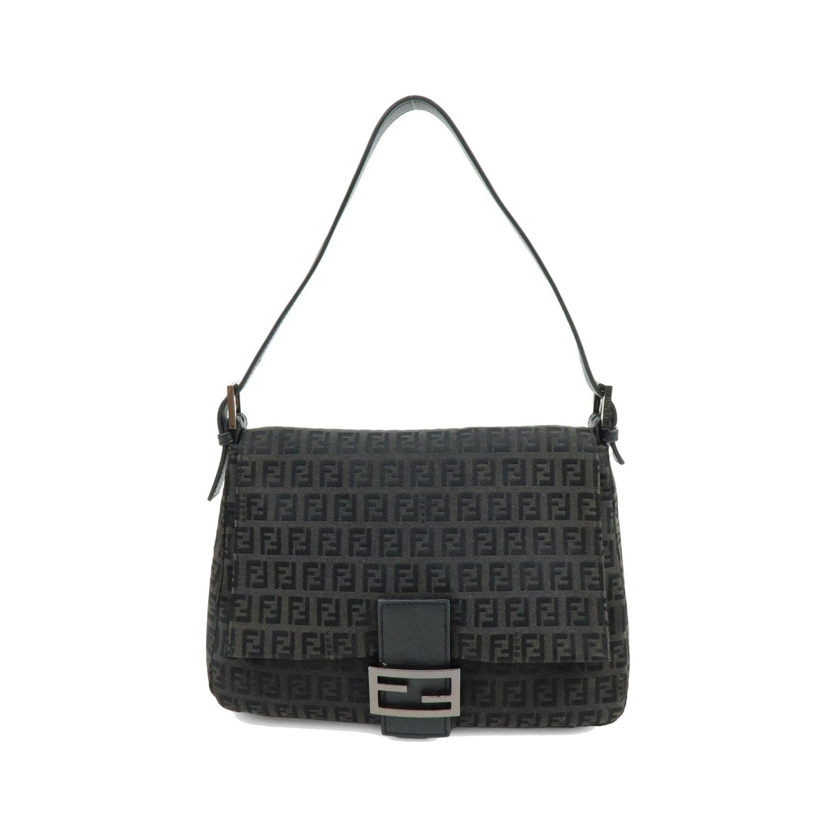 Fendi Zucchino Canvas Mamma Baguette Canvas, Black, Canvas, Shoulder Bag