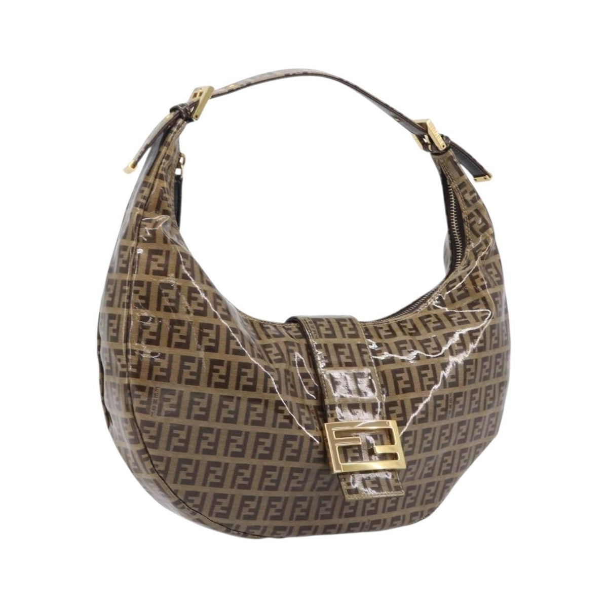 Fendi Zucchino Canvas Mamma Baguette Canvas, Brown, Canvas, Shoulder Bag