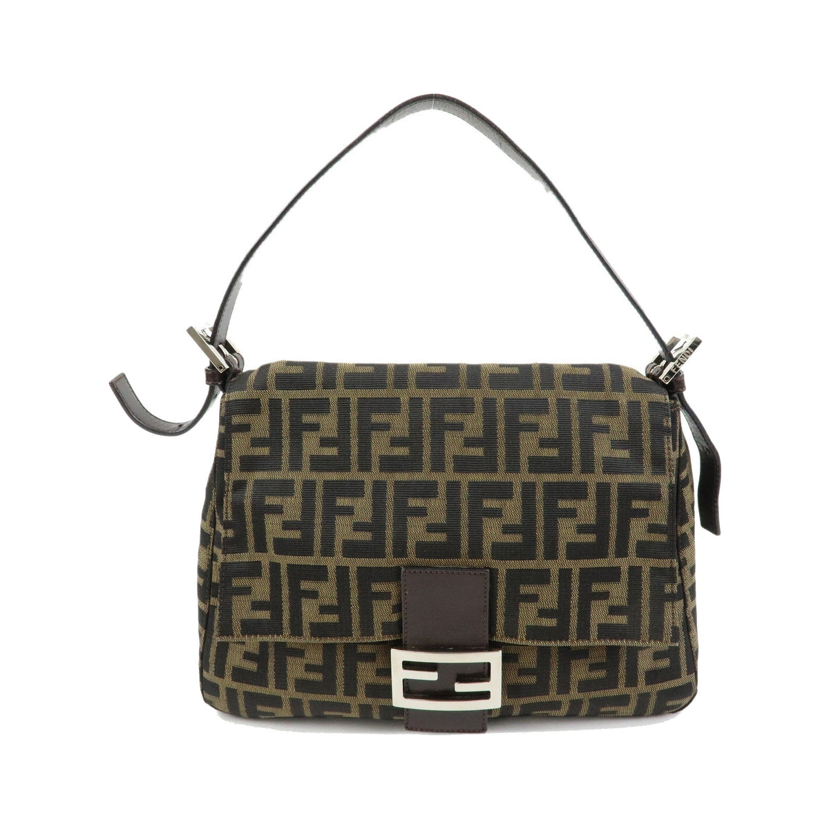 Fendi Zucchino Mamma Baguette Canvas, Brown, Canvas, Shoulder Bag