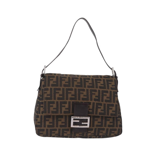 Fendi Zucchino Mamma Baguette Canvas, Brown, Canvas, Shoulder Bag