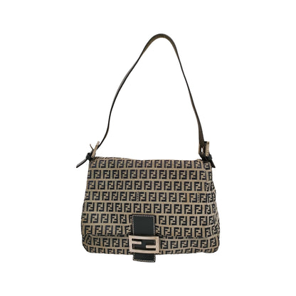 Fendi Zucchino Mamma Baguette Canvas, Beige, Canvas, Shoulder Bag