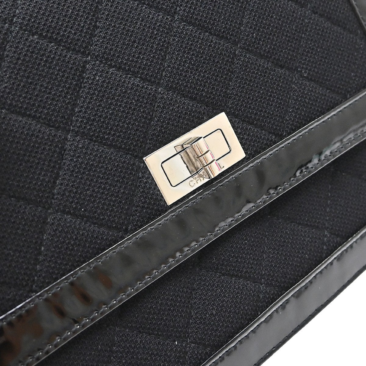 Chanel Reissue Flap Quilted Jersey with Patent, Black, Canvas, Shoulder Bag