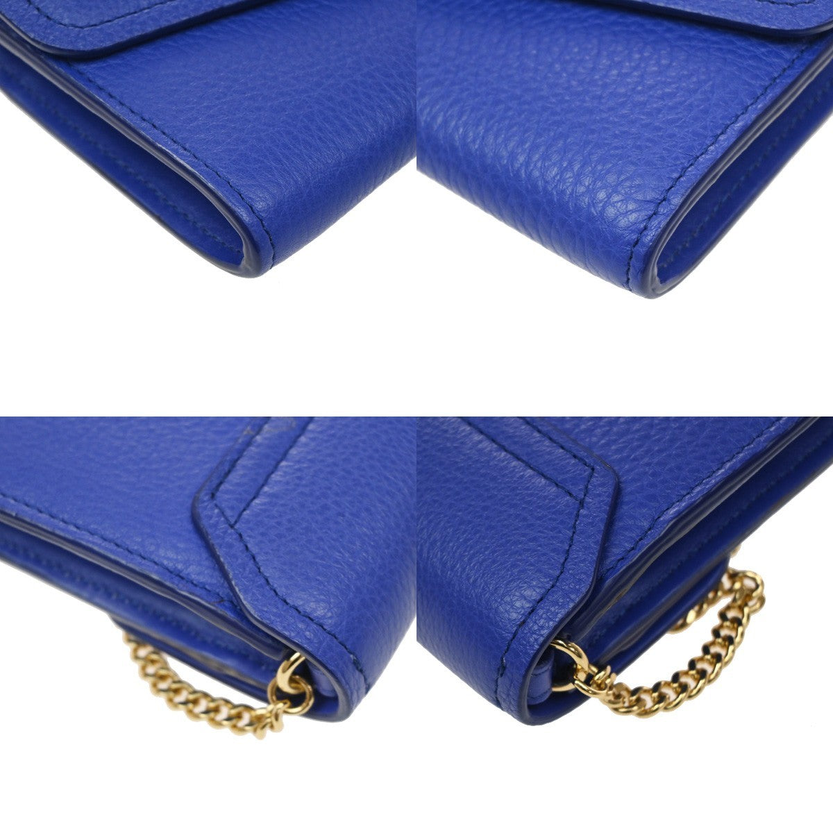 Chloe Aby Chain Leather, Blue, Leather, Shoulder Bag