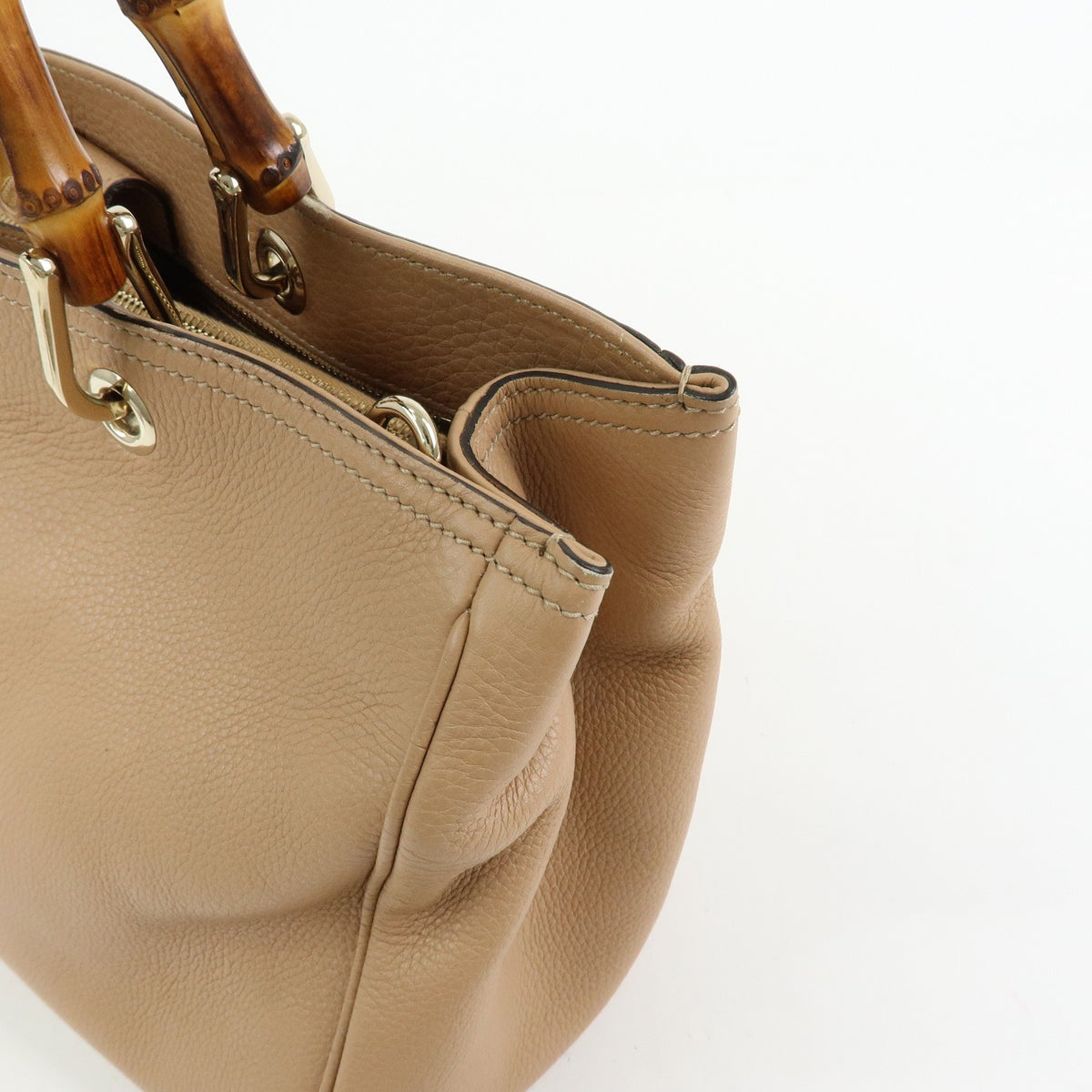 Gucci Bamboo Shopper Leather, Beige, Leather, Tote Bag
