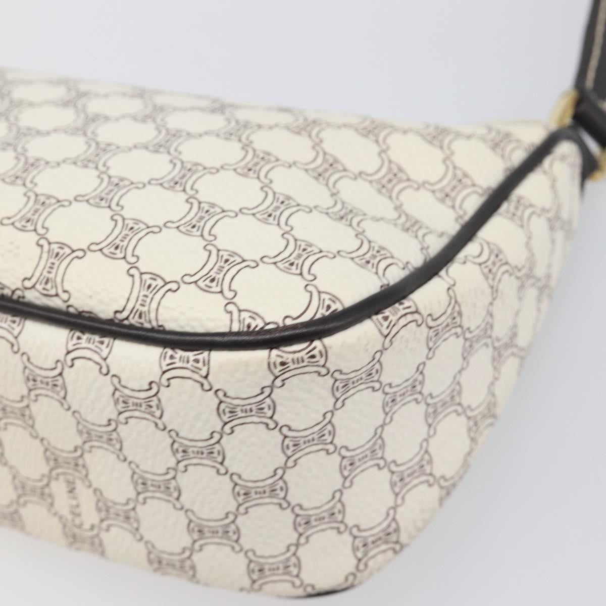 Celine Triomphe Macadam Zip Shoulder Bag Canvas, White, PVC, Clutch