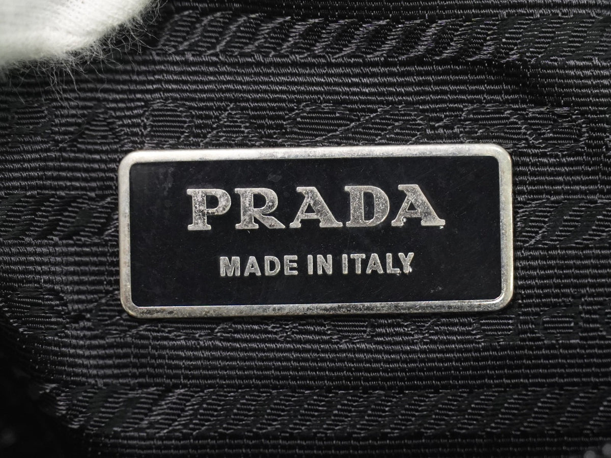 Prada Zip Buckle Messenger Tessuto, Black, Nylon, Shoulder Bag