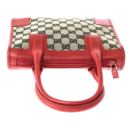 Gucci Vintage Zip Tote GG Canvas with Leather, Gray, Canvas, Tote Bag