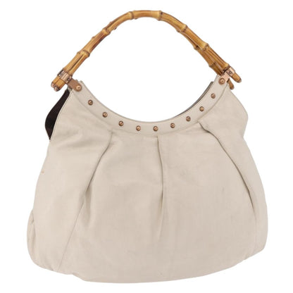 Gucci Vintage Bamboo Shoulder Leather, Beige, Leather, Handbag