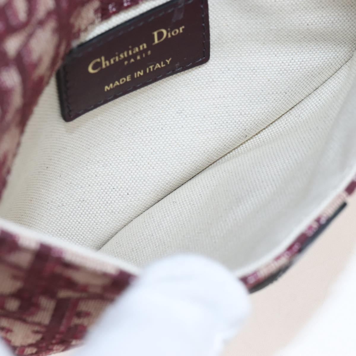 Christian Dior Saddle Belt Oblique Canvas, Burgundy, Canvas, Handbag