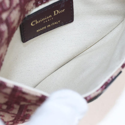 Christian Dior Saddle Belt Oblique Canvas, Burgundy, Canvas, Handbag