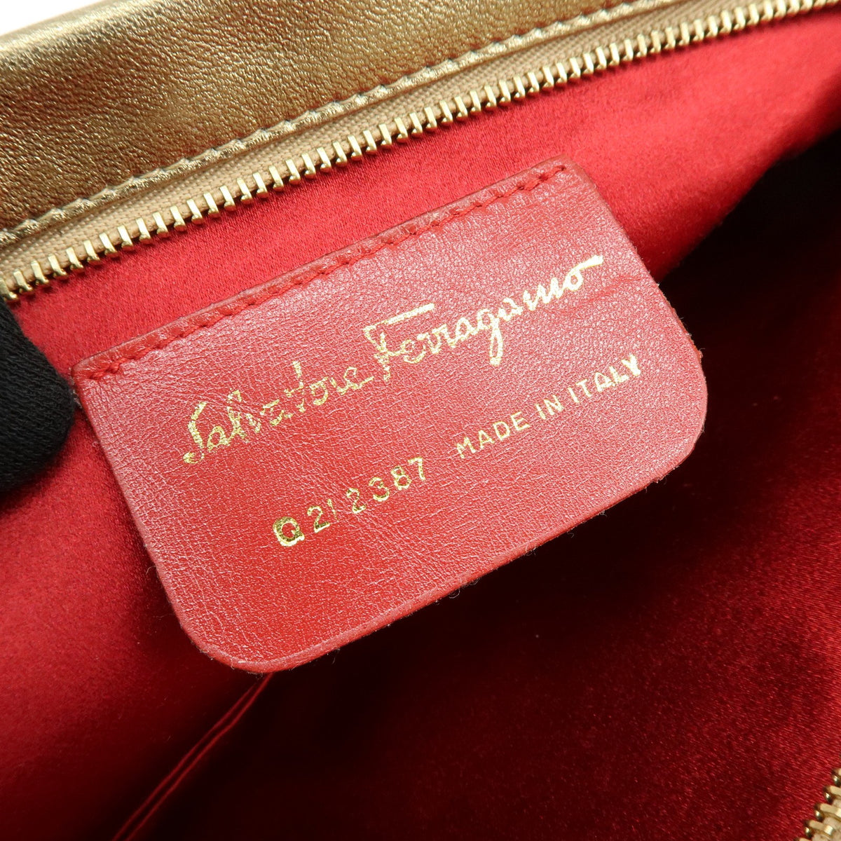 Salvatore Ferragamo Gancini Leather, Gold, Leather, Crossbody Bag
