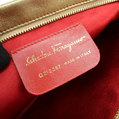 Salvatore Ferragamo Gancini Leather, Gold, Leather, Crossbody Bag
