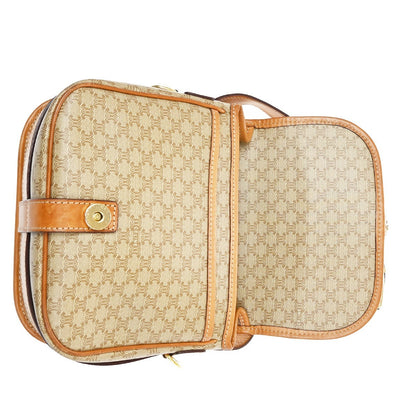 Celine Vintage Macadam Canvas and Leather, Beige, Canvas, Shoulder Bag