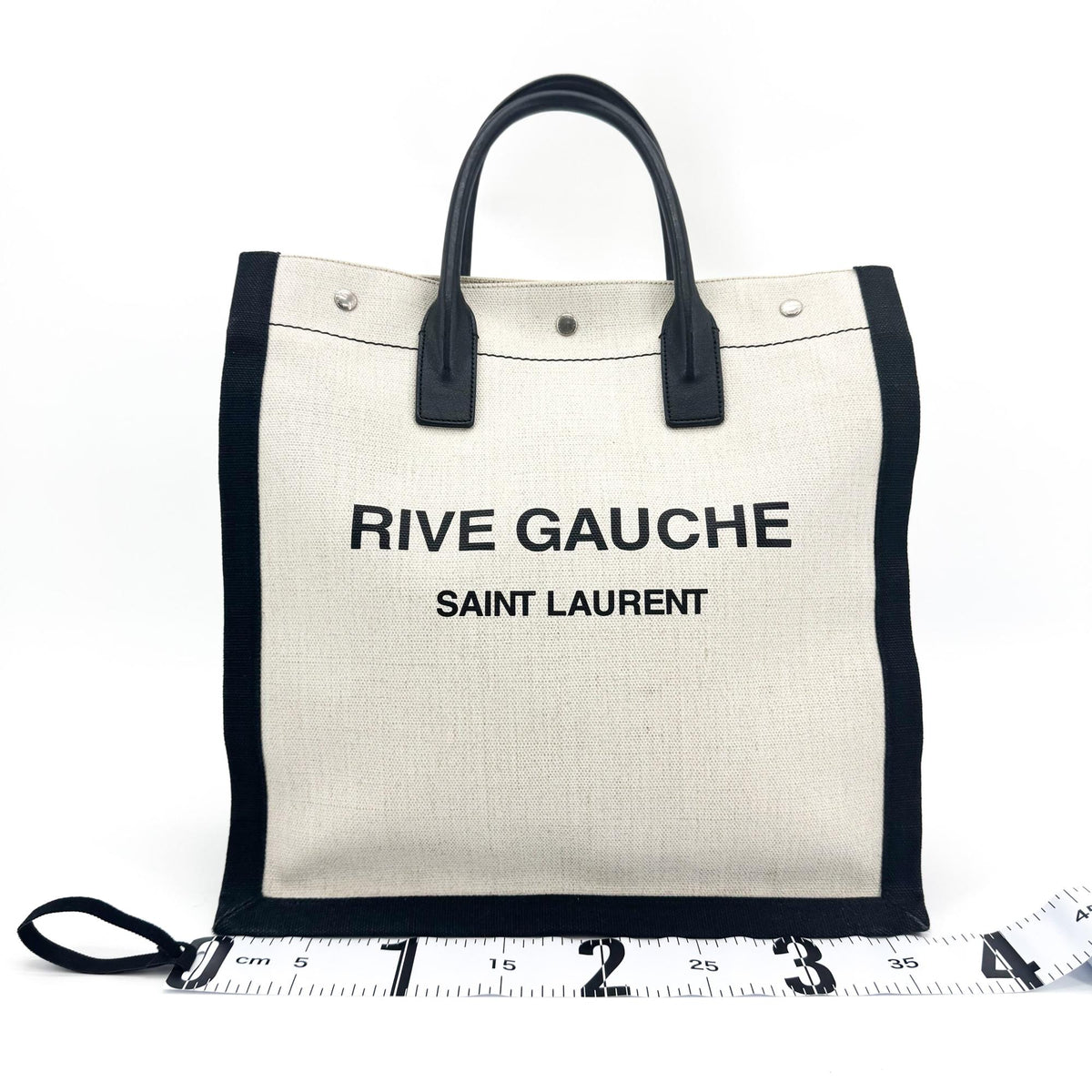 Saint Laurent Rive Gauche Shopper Canvas, White, Canvas, Tote Bag