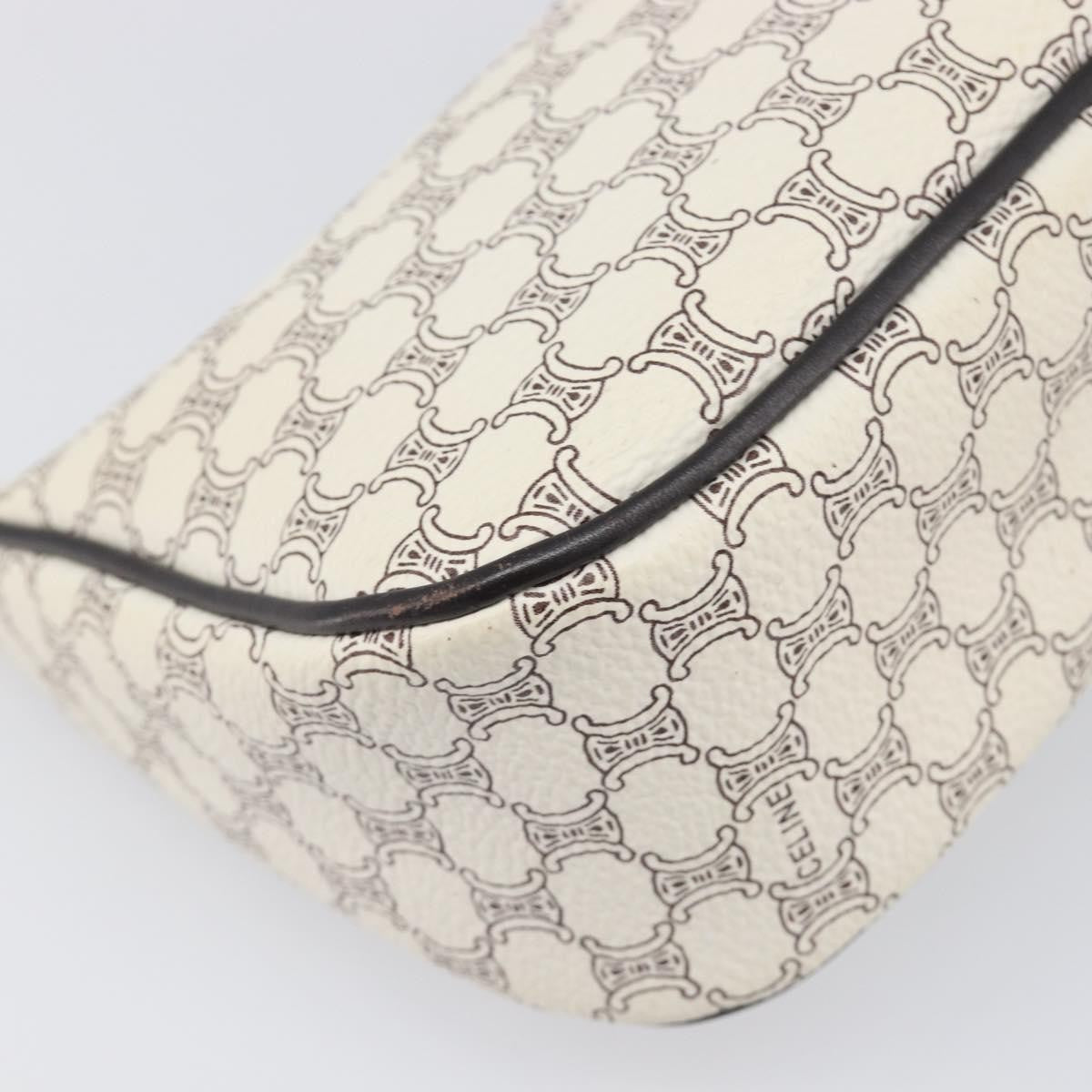 Celine Triomphe Macadam Zip Shoulder Bag Canvas, White, PVC, Clutch