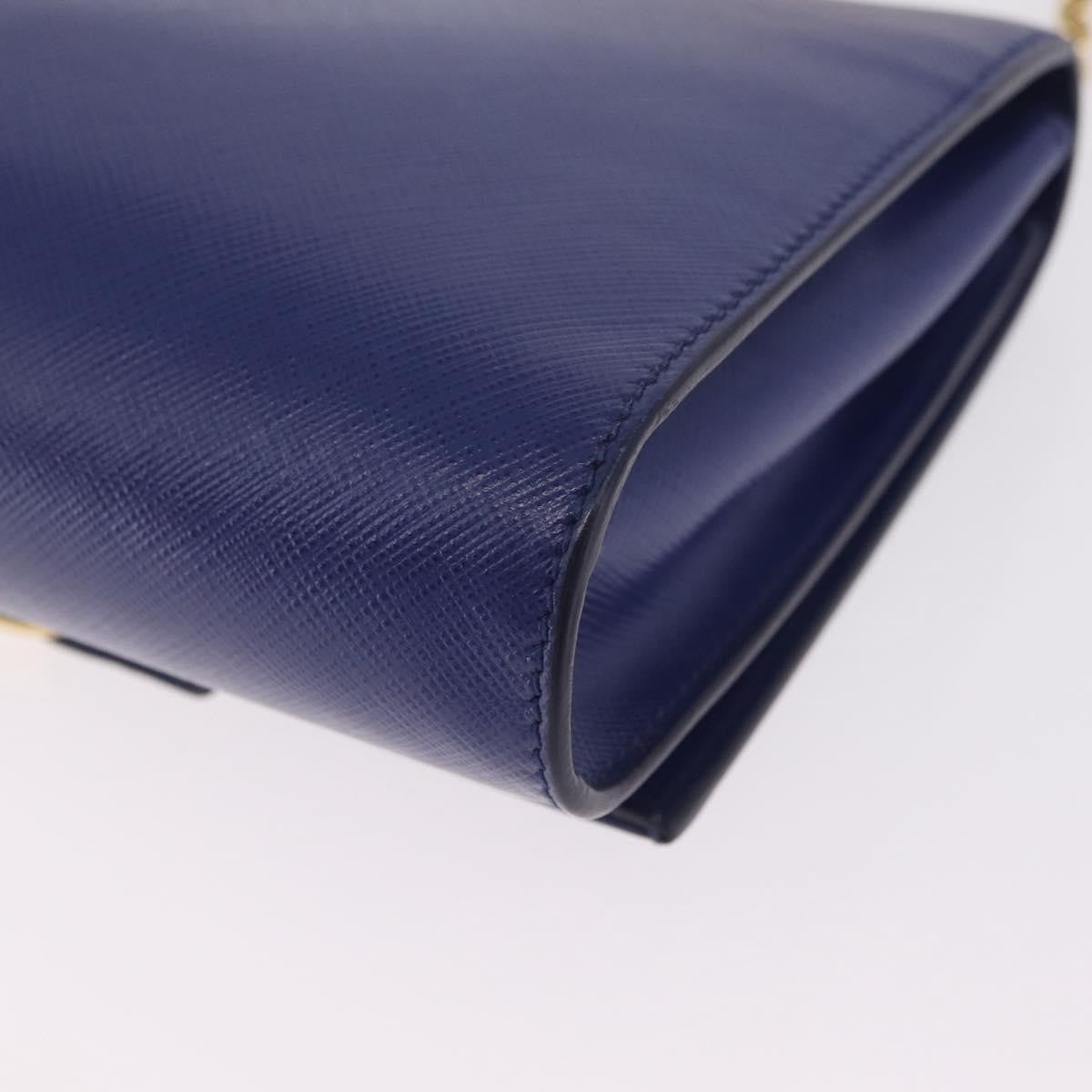 Salvatore Ferragamo Vala Chain Leather, Blue, Leather, Shoulder Bag
