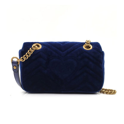 Gucci GG Marmont Flap Matelasse Velvet, Blue, Velvet, Handbag