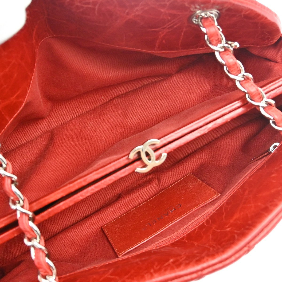 Chanel Just Mademoiselle Quilted Aged Calfskin, Red, Leather, Shoulder Bag