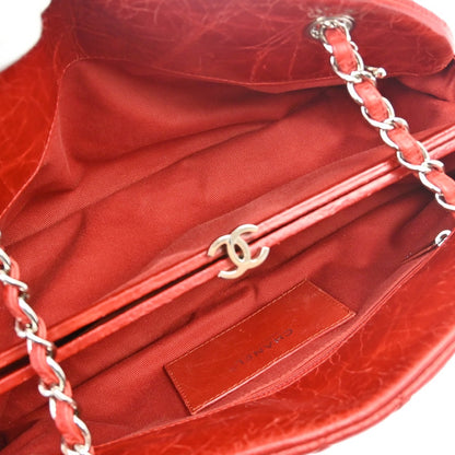 Chanel Just Mademoiselle Quilted Aged Calfskin, Red, Leather, Shoulder Bag