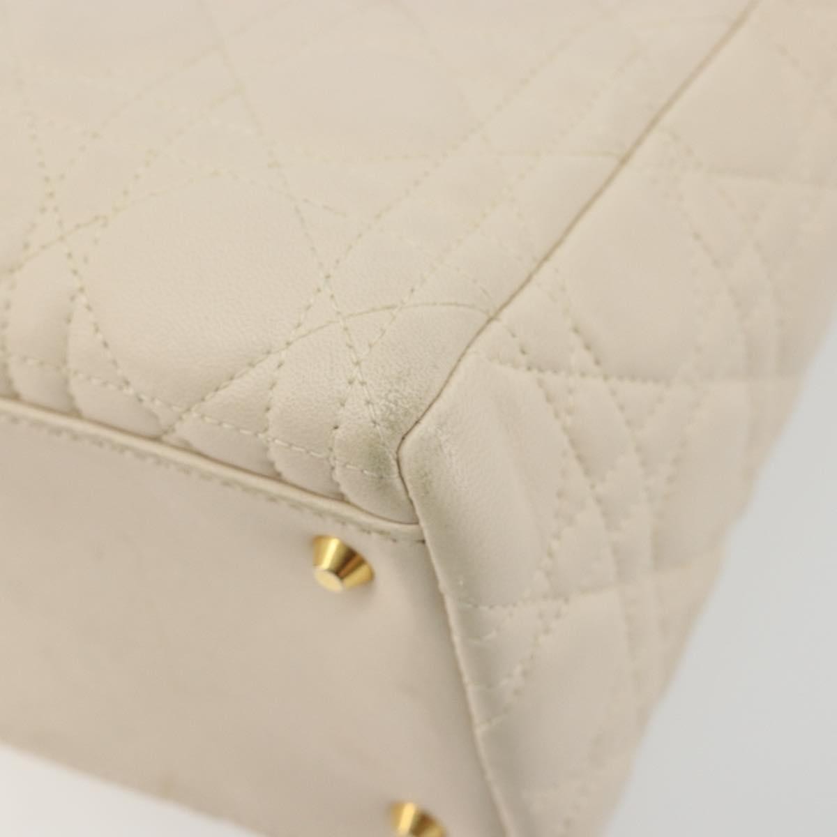 Christian Dior Lady Dior Cannage Quilt Lambskin, White, Leather, Handbag