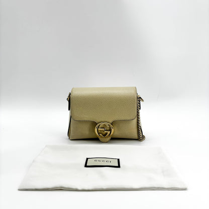 Gucci Interlocking Leather, Beige, Leather, Shoulder Bag
