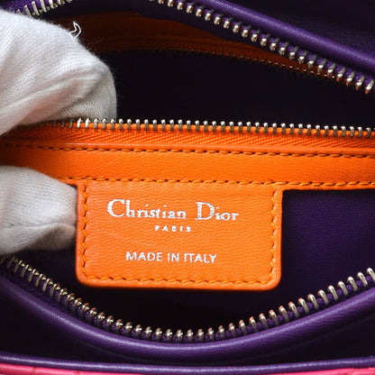 Christian Dior Tricolor Lady Dior Cannage Quilt Leather, Multicolour, Leather, Handbag