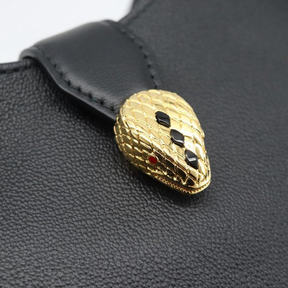 Bvlgari Serpenti Ellipse Leather, Black, Leather, Shoulder Bag