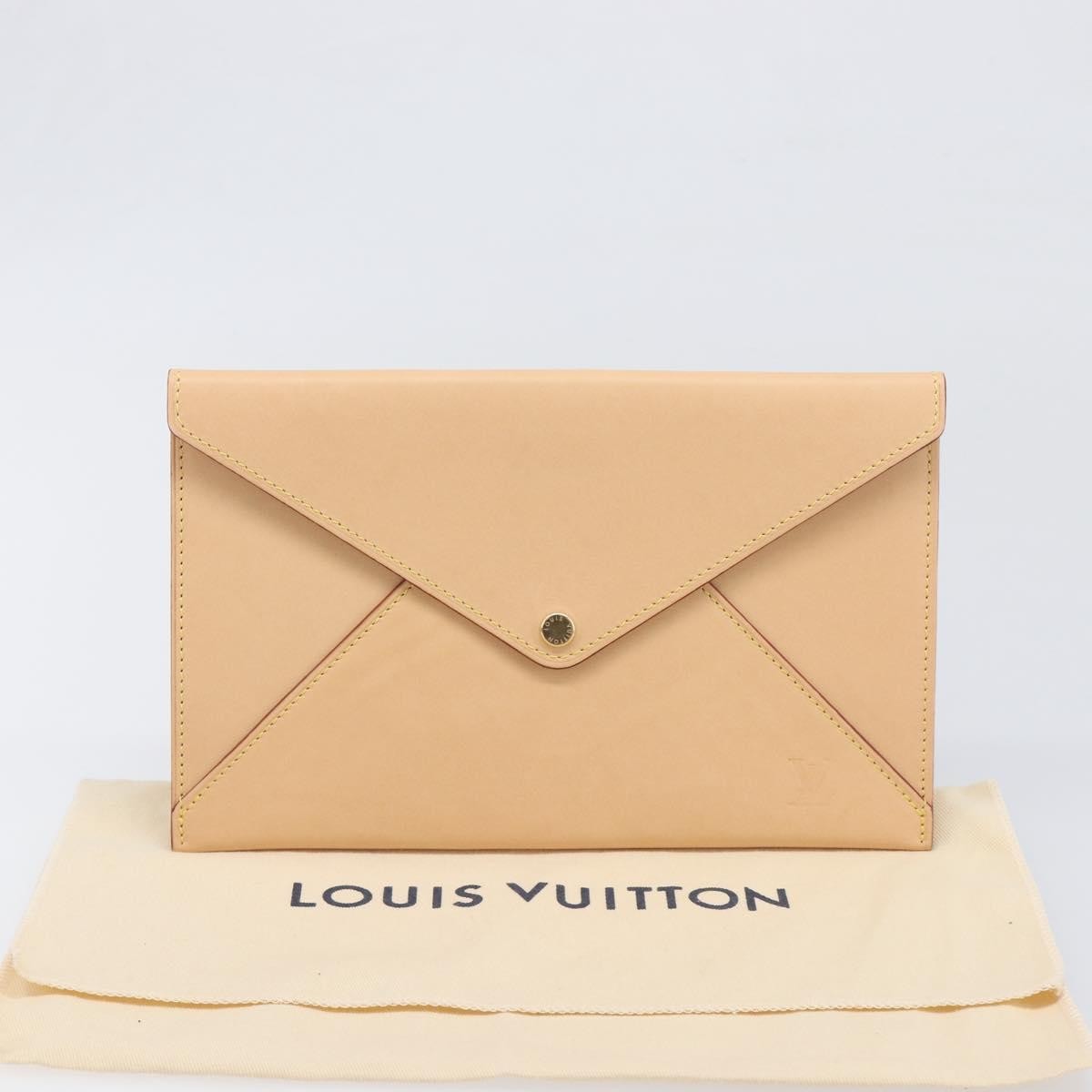 Louis Vuitton Rivets Envelope Clutch Leather, Beige, Leather, Clutch