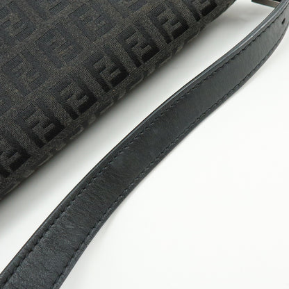 Fendi Zucchino Canvas Mamma Baguette Canvas, Black, Canvas, Shoulder Bag