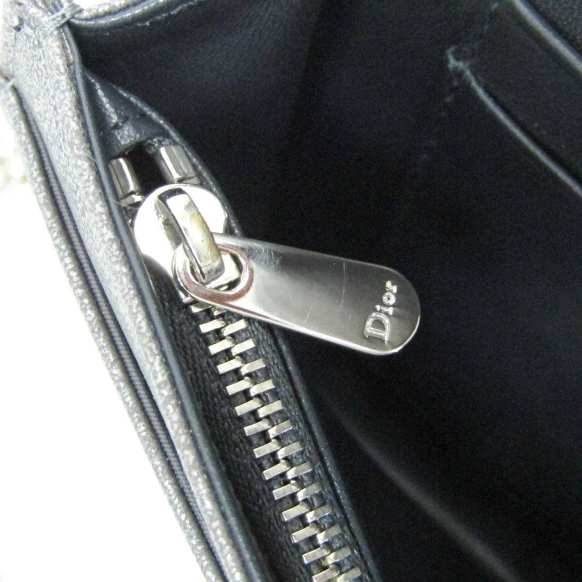 Christian Dior Diorama Chain Clutch Leather, Silver, Leather, Shoulder Bag