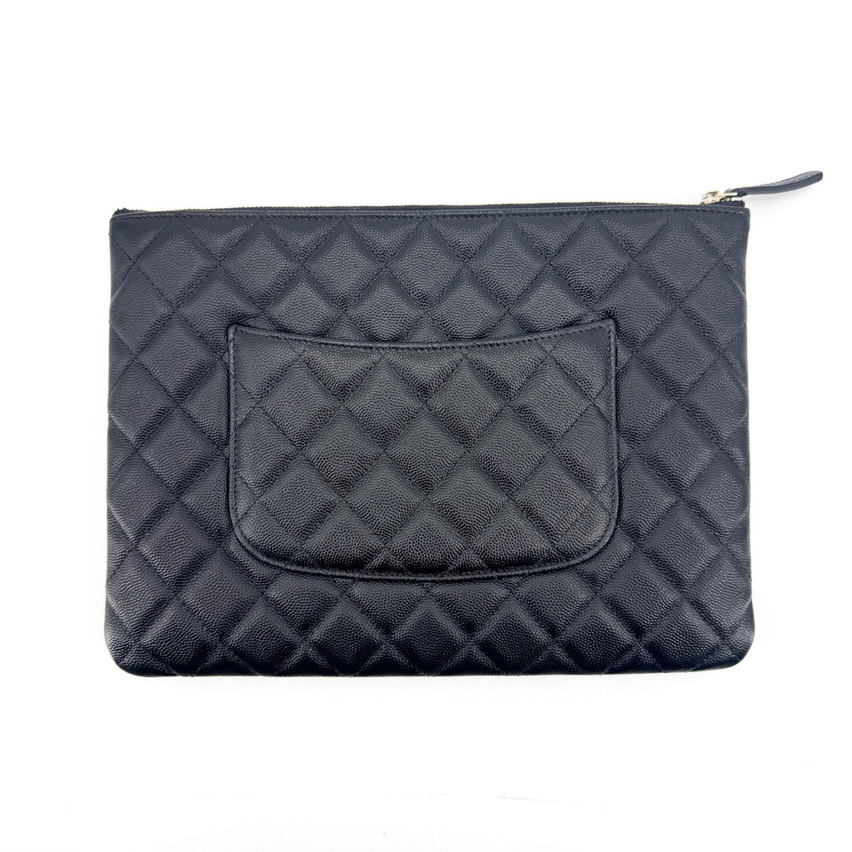 Chanel O Case Clutch Quilted Caviar, Black, Leather, Clutch