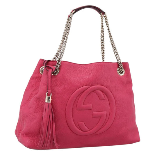 Gucci Soho Chain Strap Leather, Pink, Leather, Shoulder Bag