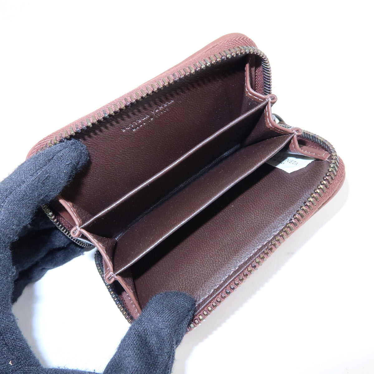 Bottega Veneta Zip Coin Purse Intrecciato Nappa, Brown, Leather, Clutch