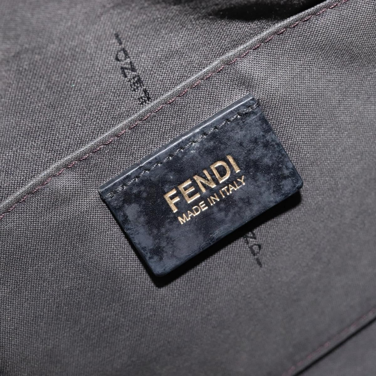 Fendi Boston Zucchino Coated Canvas, Navy, Canvas, Handbag