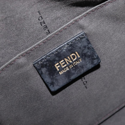 Fendi Boston Zucchino Coated Canvas, Navy, Canvas, Handbag