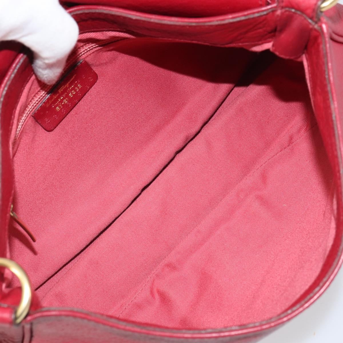 Salvatore Ferragamo Gancini Leather, Red, Leather, Shoulder Bag