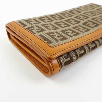 Fendi Bifold Zucca Coated Canvas, Beige, Canvas, Wallet