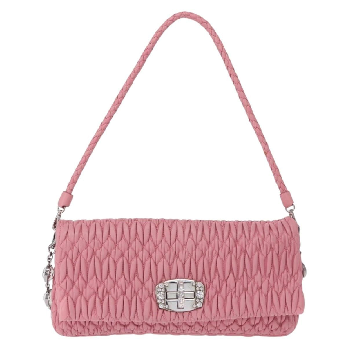 Miu Miu Crystal Clutch Matelasse Leather, Pink, Leather, Handbag