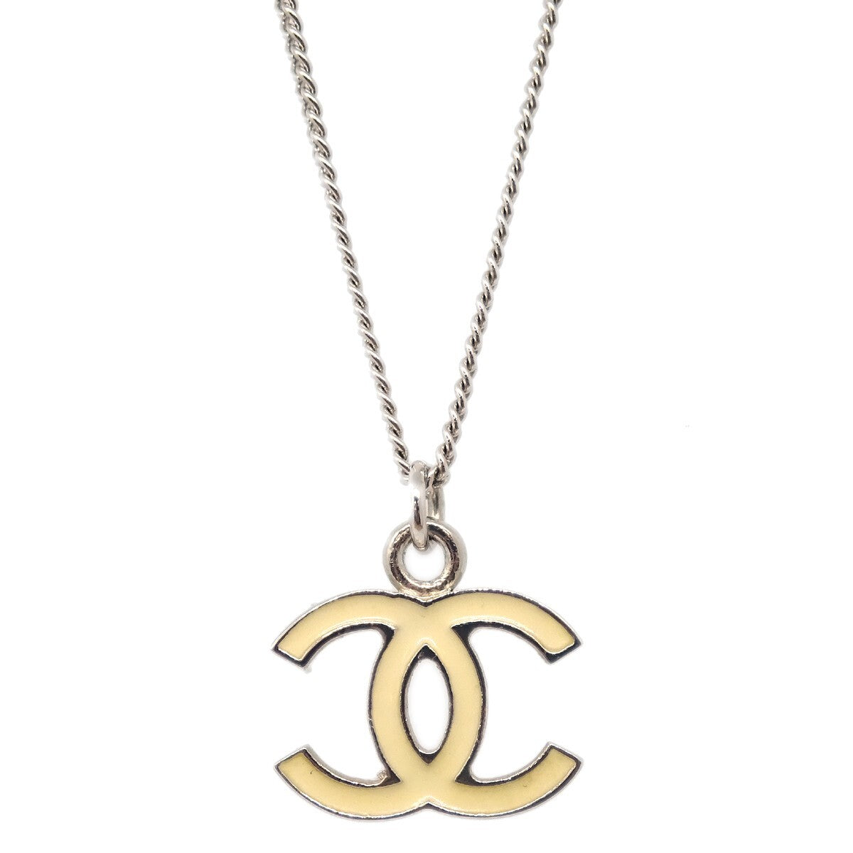 Chanel CC Logo Pendant Metal, Silver, Silver Plated, Necklace