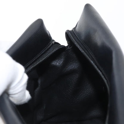 Celine Circle Logo Leather, Black, Leather, Shoulder Bag