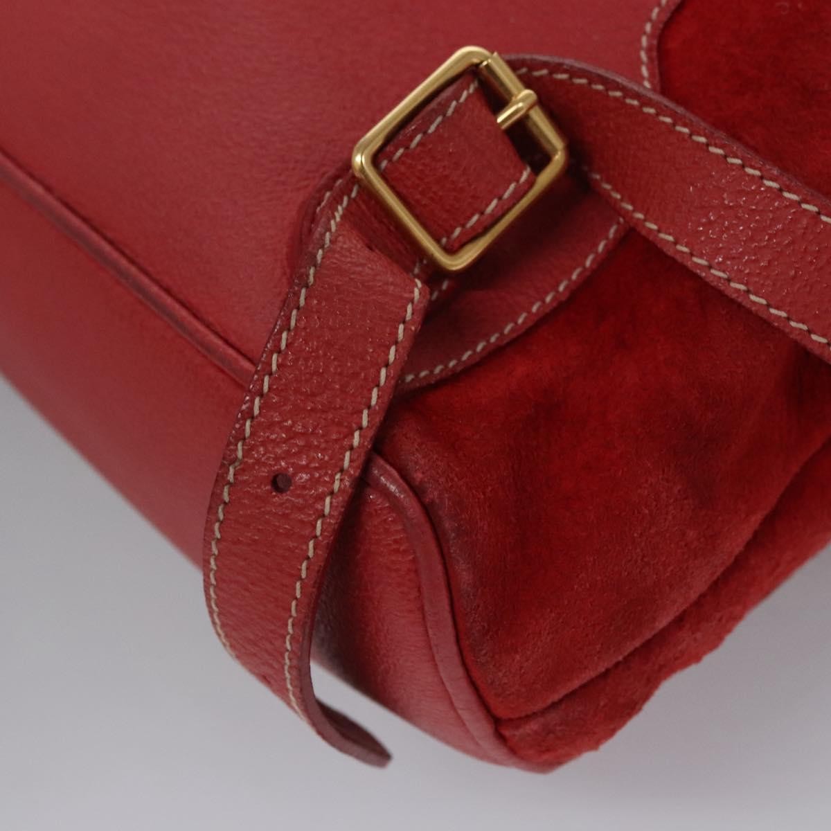 Gucci Vintage Bamboo Suede and Leather, Red, Suede, Backpack