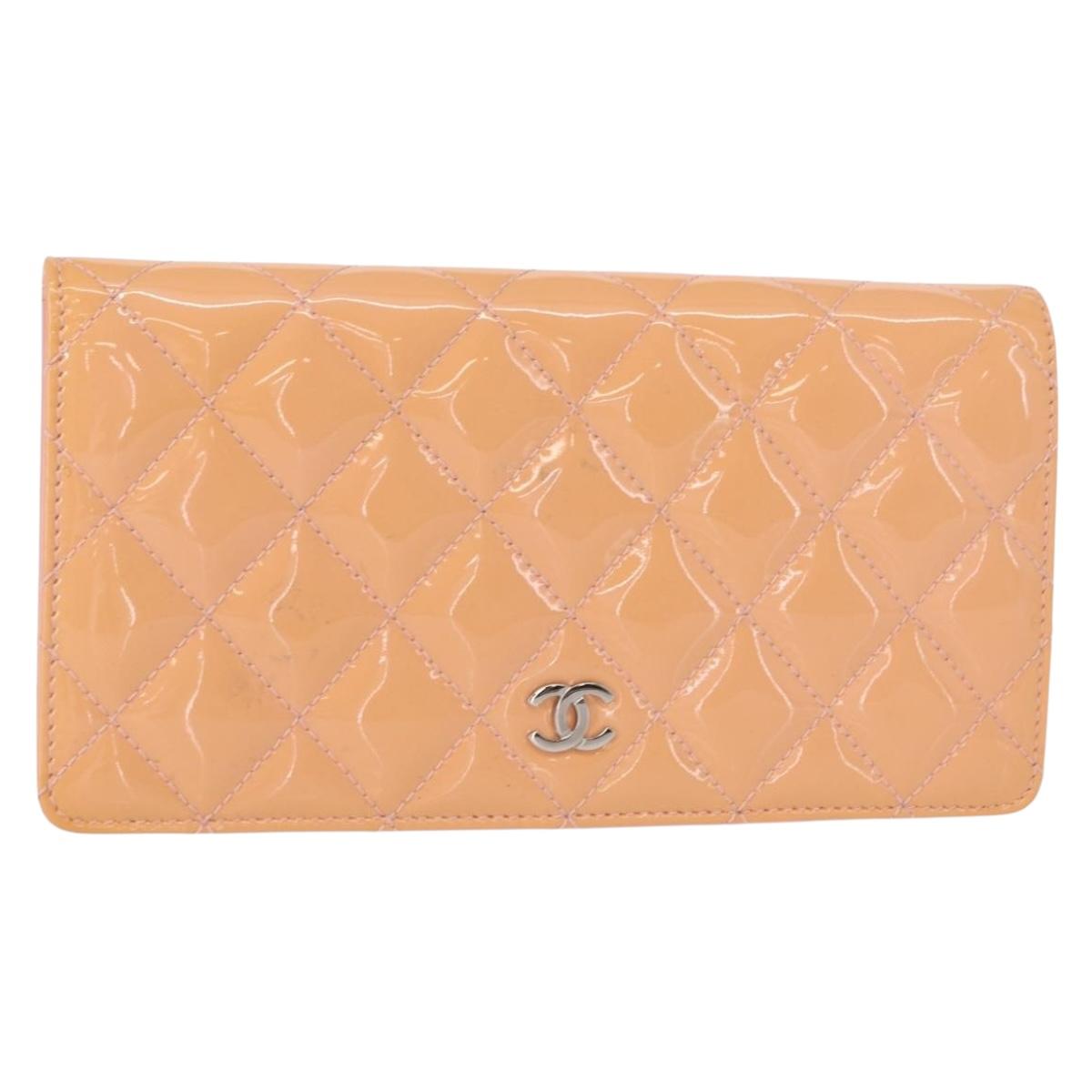 Chanel CC Wallet Quilted Patent, ORANGE, PATENT_LEATHER, Wallets