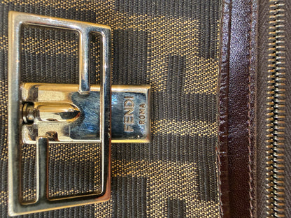 Fendi Baguette Continental Zucca Embossed Leather, Brown, Canvas, Wallet