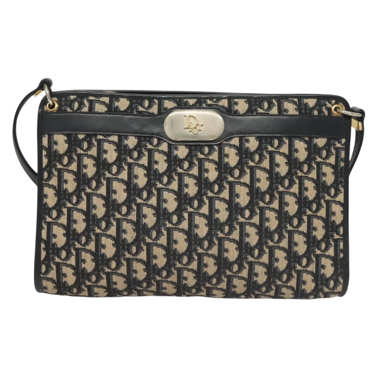 Christian Dior Vintage Trotter Canvas, Navy, Canvas, Shoulder Bag